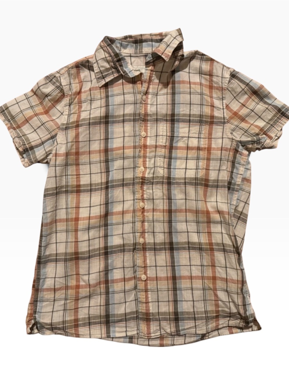 American Eagle Kids Plaid Button Down Shirt Short Sleeve EUC Size Small